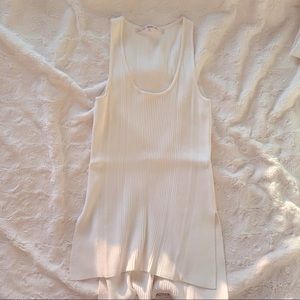 Rachel Roy White cotton tank top with slit sides